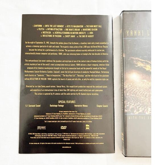 Yanni - Live At The Acropolis - 9.25.1993 (DVD, 1999) - Picture 2 of 6